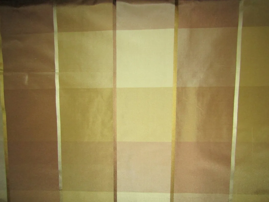 100% PURE SILK TAFFETA FABRIC with satin stripes Warm Light COLORS PLAIDS TAFCS6[2]