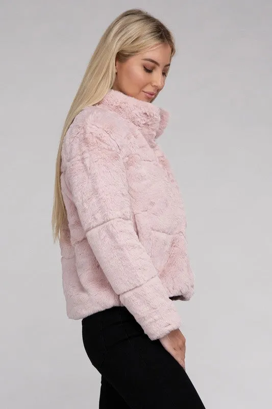 Ambiance Fluffy Lined Zip Up Jacket