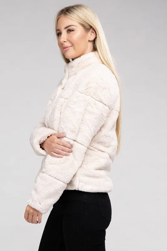 Ambiance Fluffy Lined Zip Up Jacket