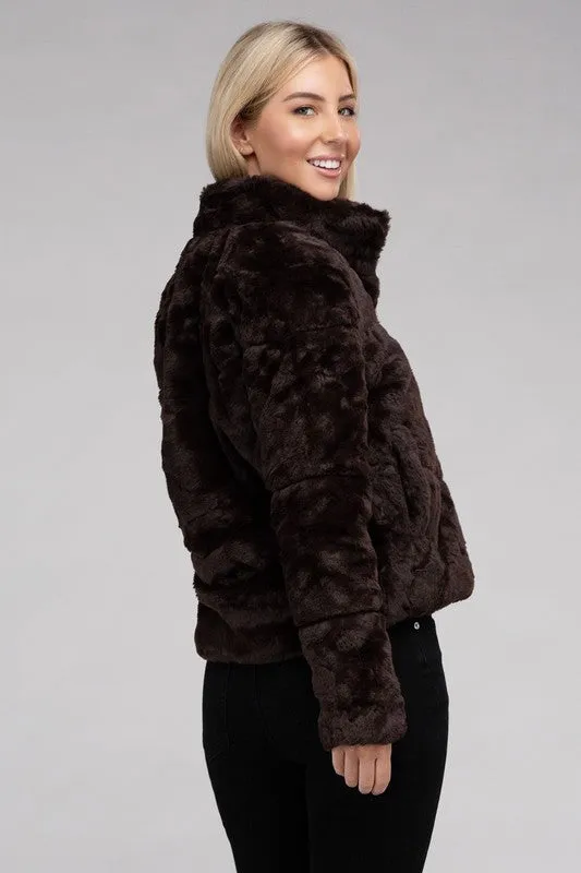 Ambiance Fluffy Lined Zip Up Jacket