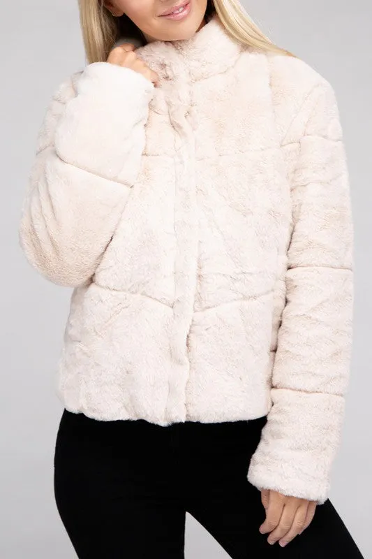 Ambiance Fluffy Lined Zip Up Jacket