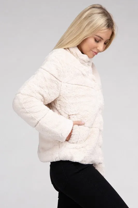 Ambiance Fluffy Lined Zip Up Jacket