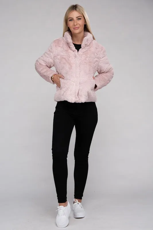 Ambiance Fluffy Lined Zip Up Jacket