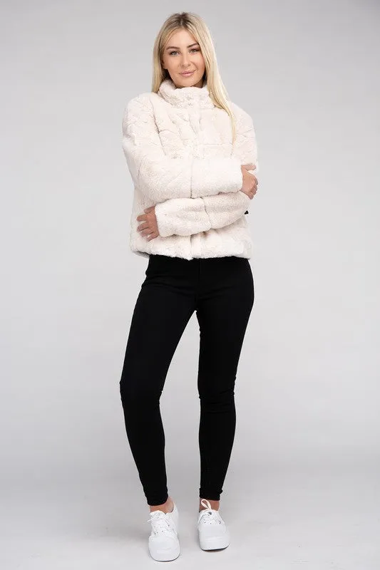 Ambiance Fluffy Lined Zip Up Jacket