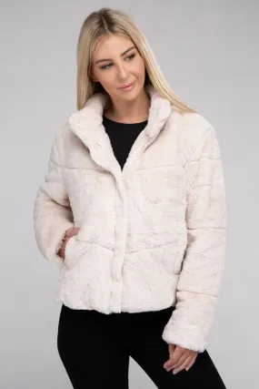 Ambiance Fluffy Lined Zip Up Jacket