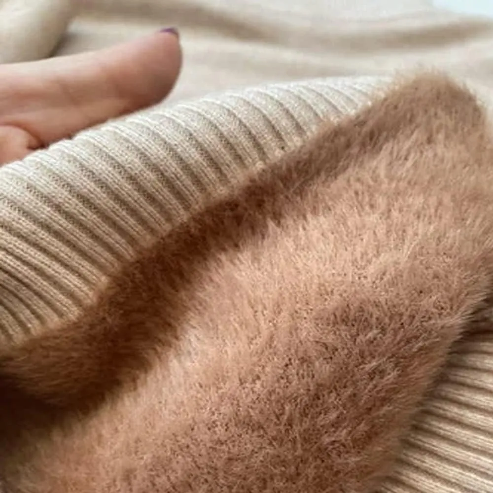 CaperuGreod Winter Fleece Thick Knitted Bottoming Shirt for Women, Casual Thick Turtleneck High Neck Sweater