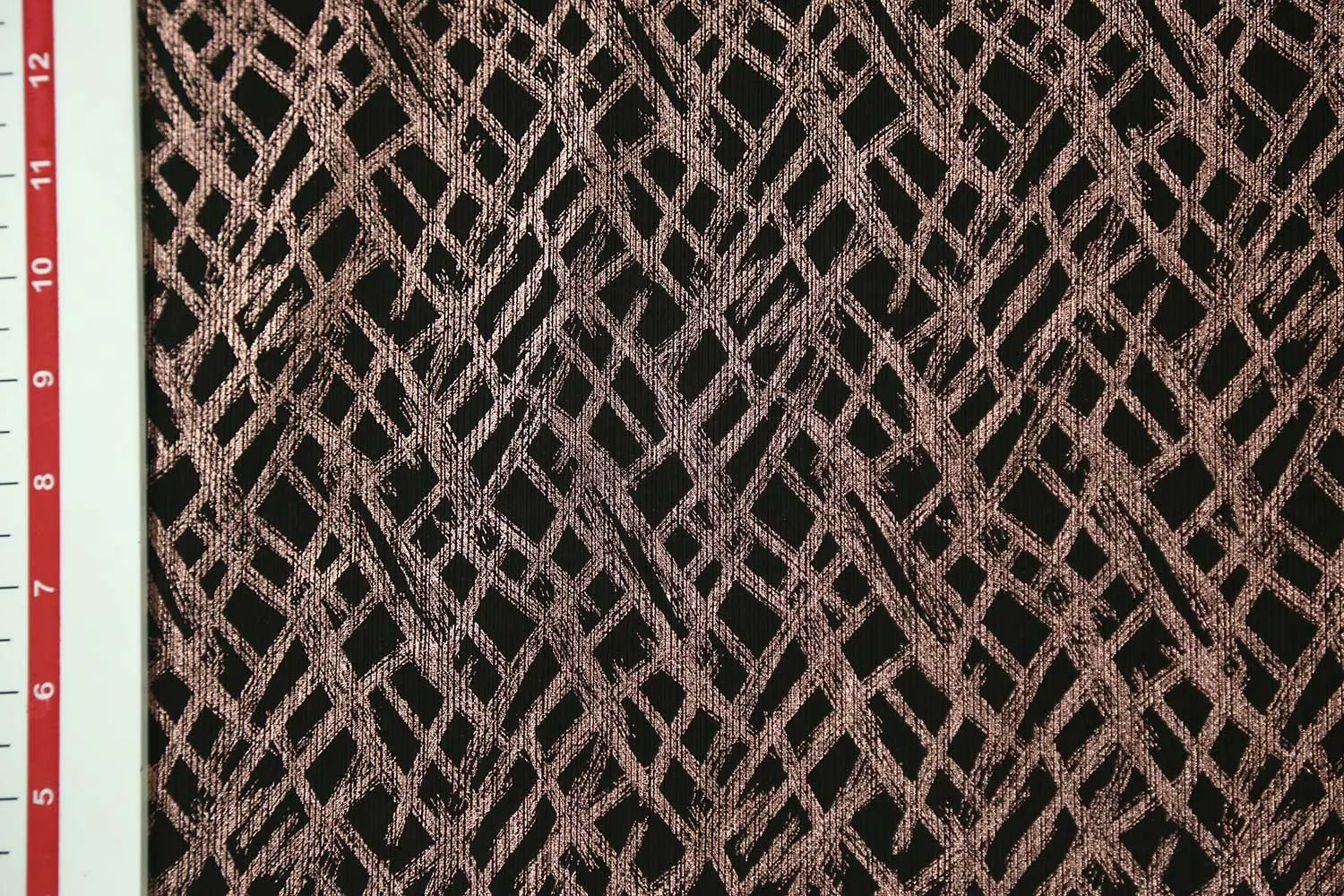 Copper On Black Base Foil Printed Knit Fabric