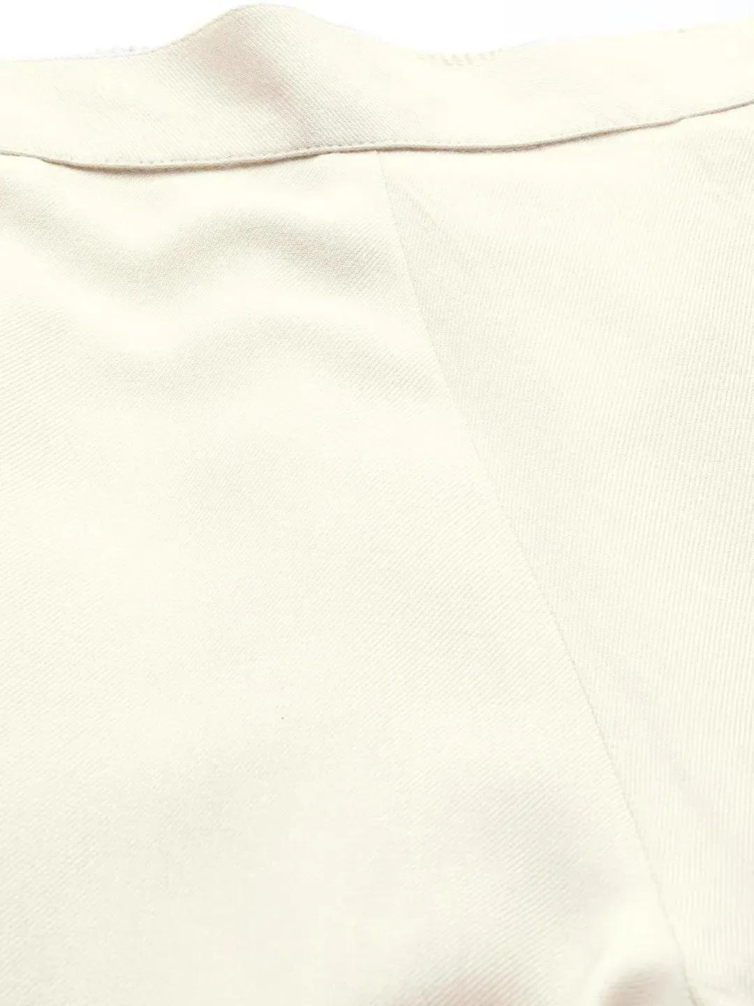 Cream Solid Pashmina Wool Trousers