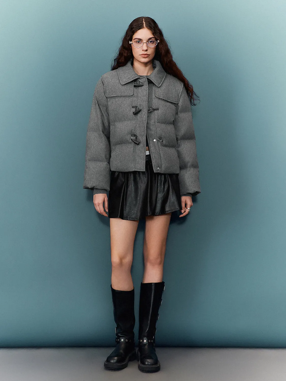 Cropped Loose Padded Coats