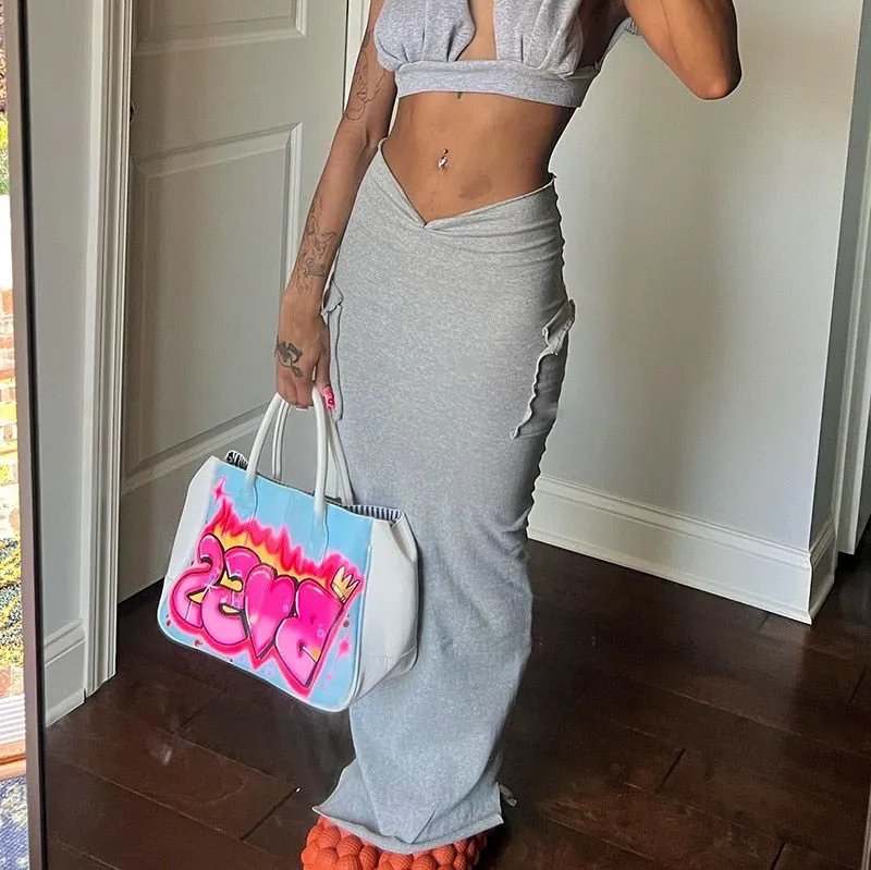 Drea Bodycon Vintage Maxi Skirt