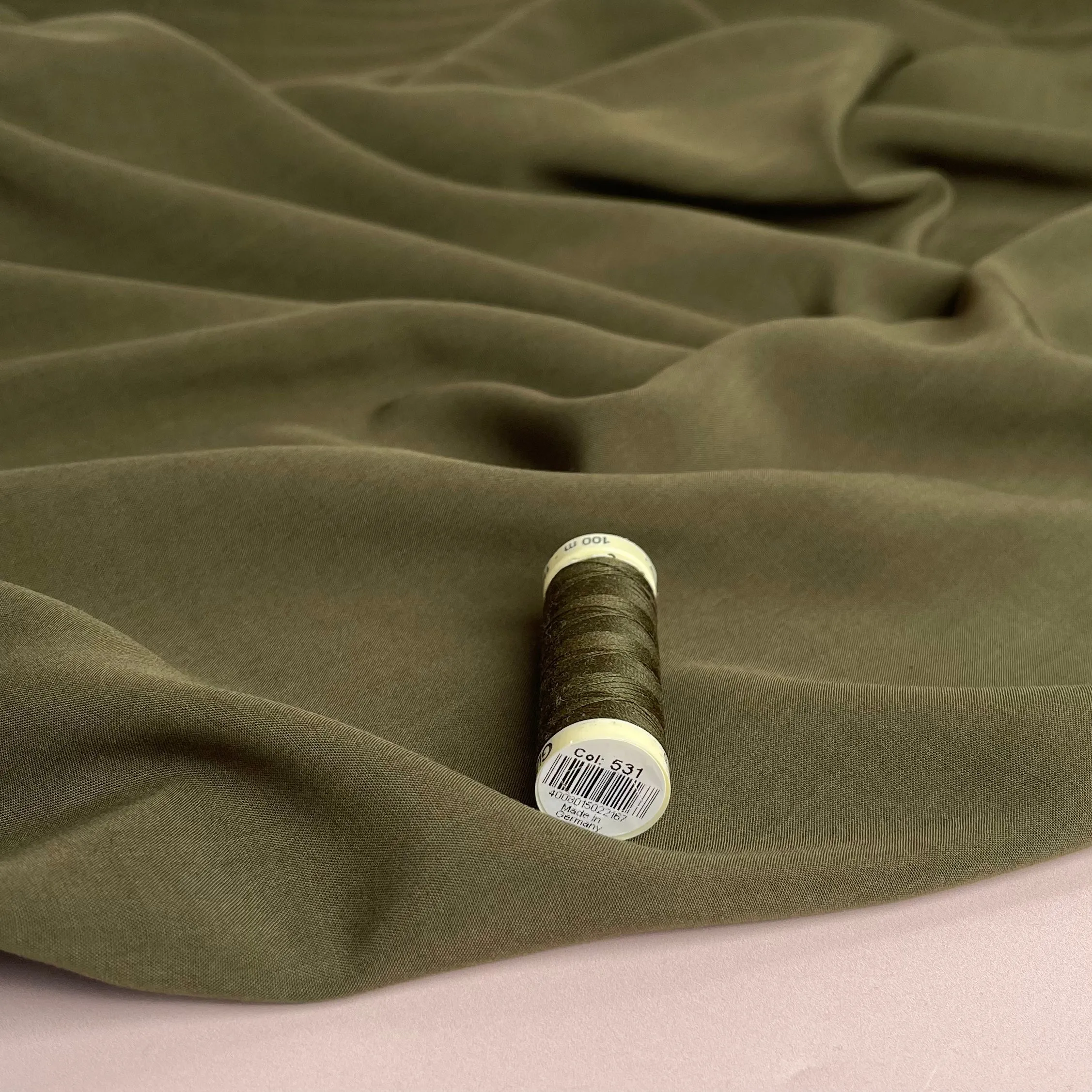 Elegance Khaki Green Plain Viscose Poplin Fabric