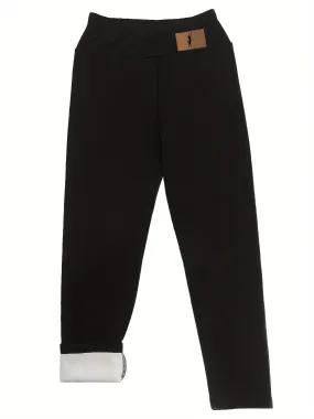 Fleece Lined High Waist Leggings, Casual Skinny Stretchy Leggings, Women's Clothing