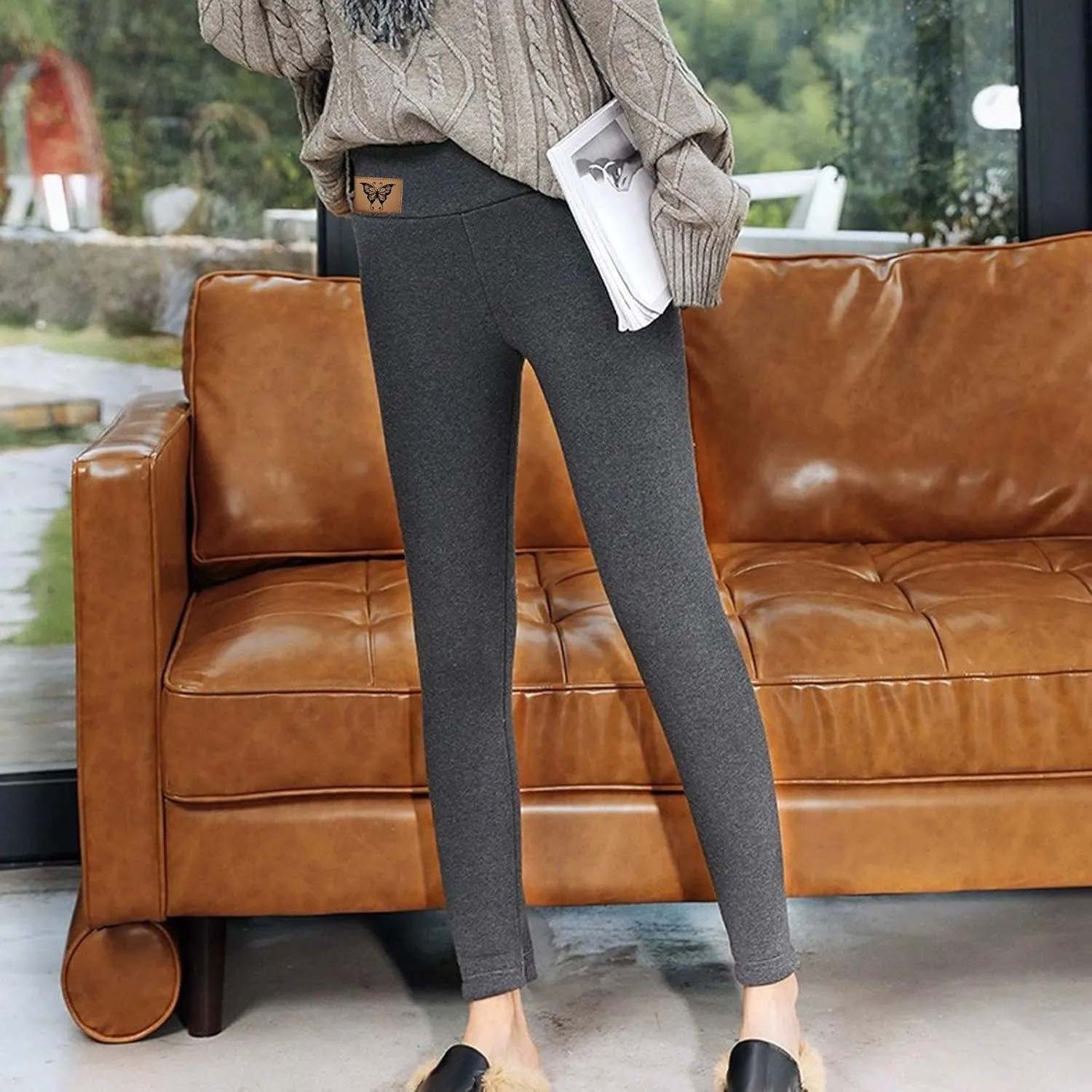Fleece Lined Leggings Women High Waisted Winter Thermal Warm Pants Thick Yoga Tummy Control Athletic Tights