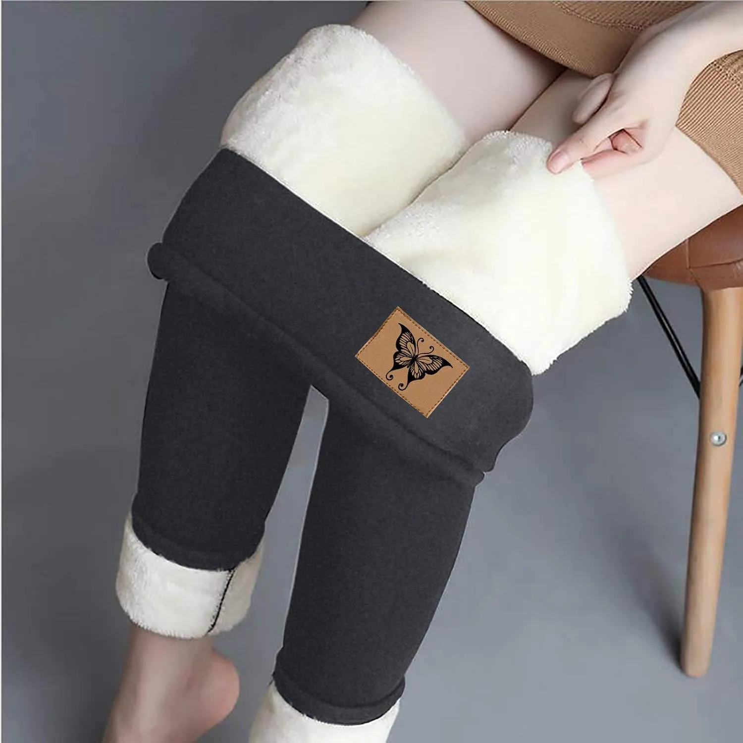 Fleece Lined Leggings Women High Waisted Winter Thermal Warm Pants Thick Yoga Tummy Control Athletic Tights