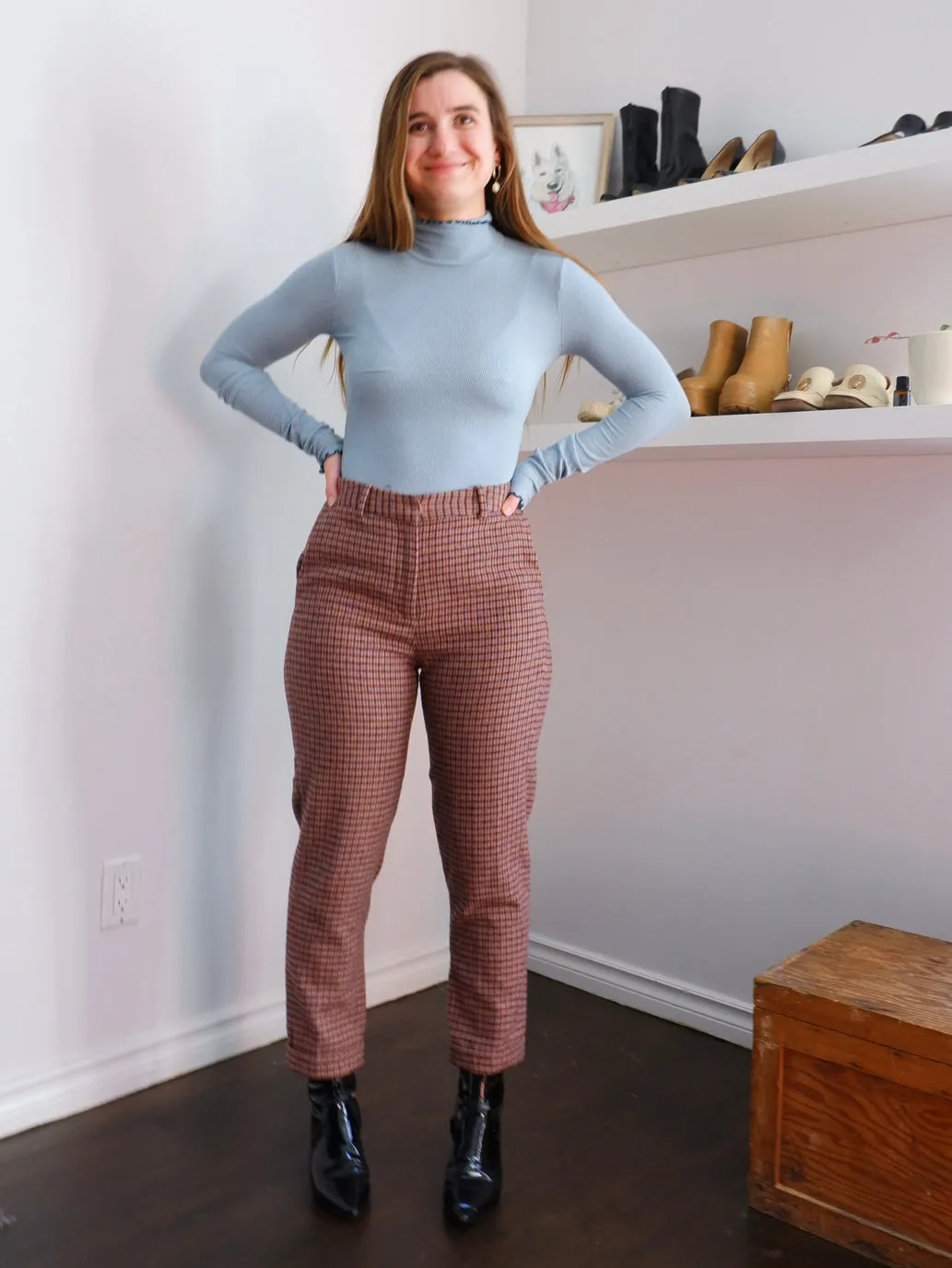 Frank & Oak Eleanor Straight Leg Slim Tweed Trousers - 6