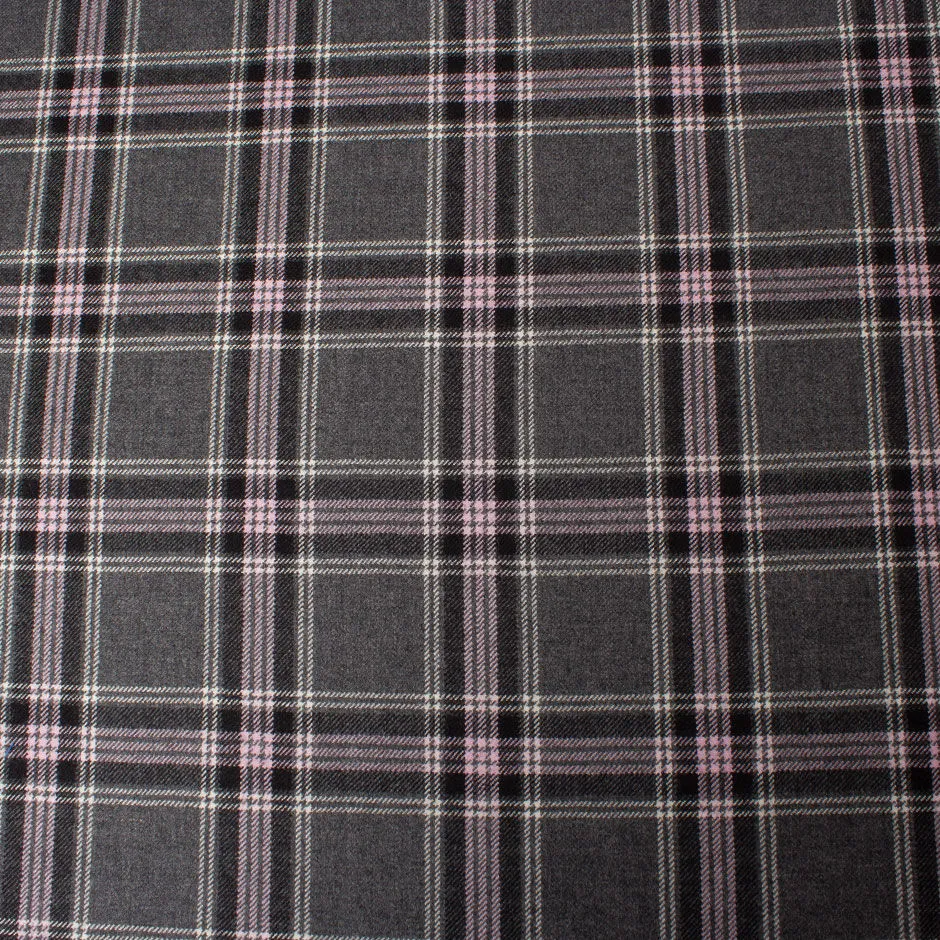 Grey & Pink Pure Wool Tartan