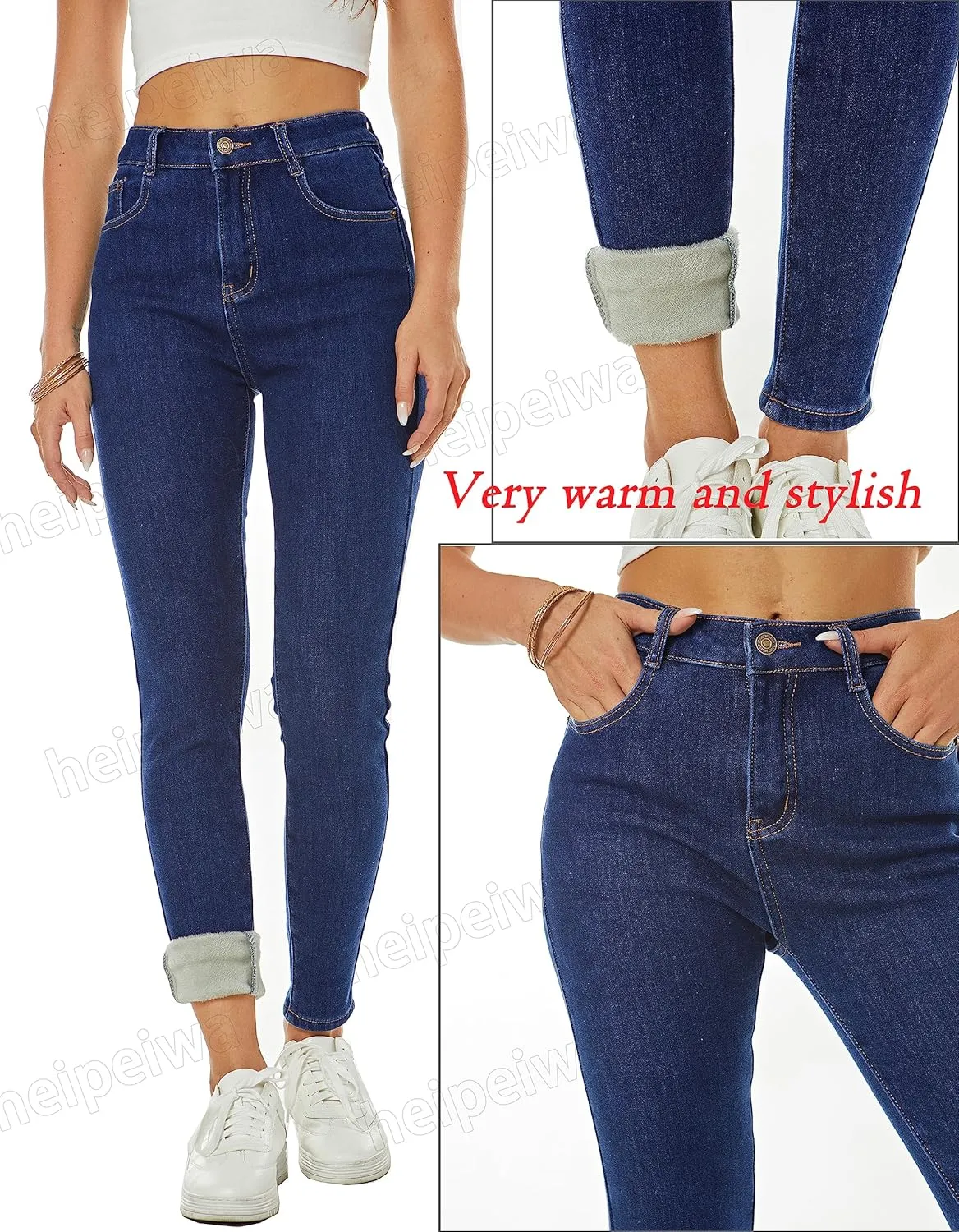 heipeiwa Women's Winter Fleece Lined Sherpa Pants Thermal Skinny Pant Dressy Casual Warm Trousers