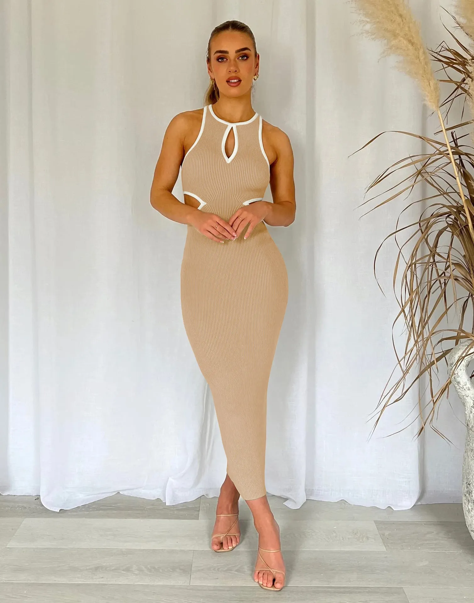 Hollow Ribbed Tight Sexy Knit Tank Dress Wholesale Jersey Dresses