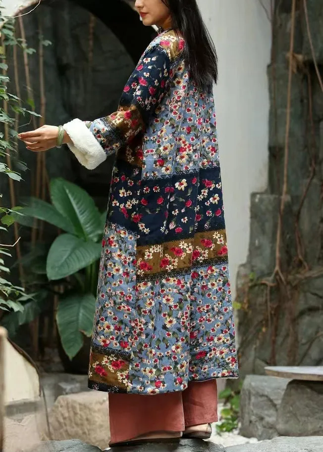Italian Colorblock Print Patchwork Warm Fleece Dresses Long Dresses Winter ML2356