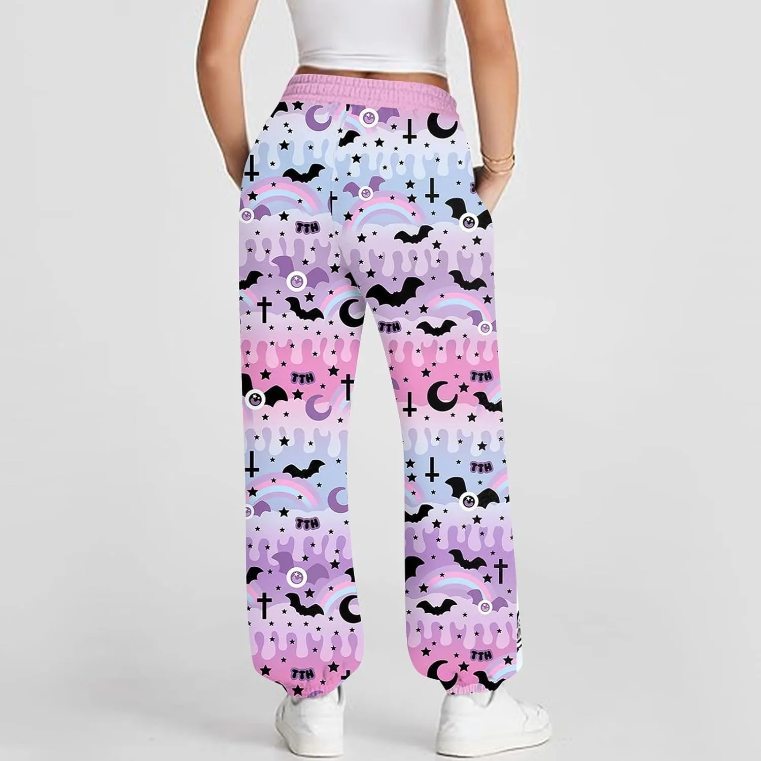 Jogger Sweatpants Women Trendy Tie Dye Athletic Fleece Lined Pants Crossover Low Waisted Sweatpants with Pockets