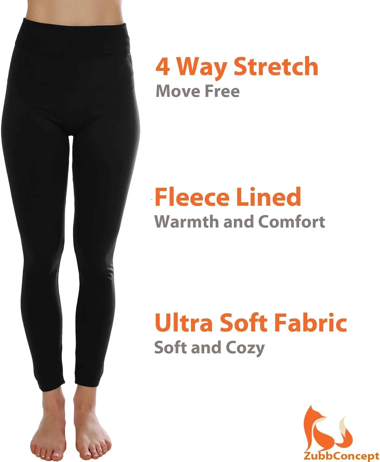 Kuda Moda 5-Pack Fleece Lined Leggings for Women Winter Warm Thermal Full Length Leggings