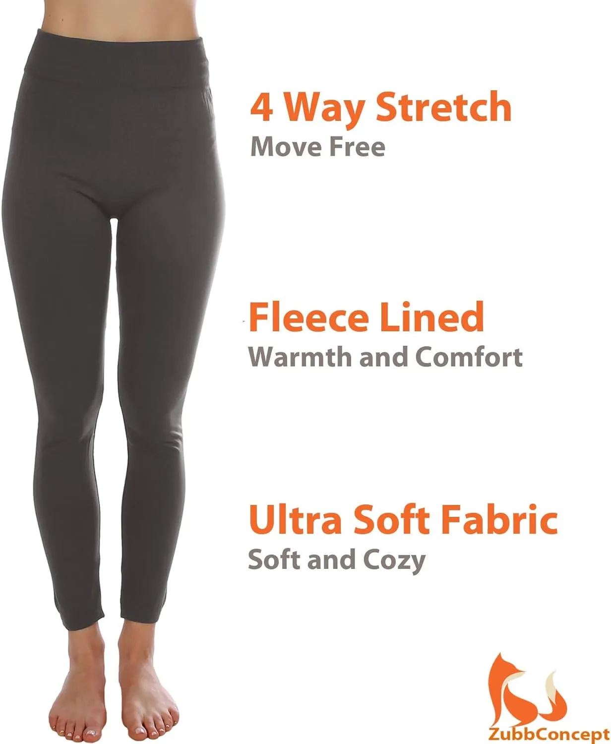 Kuda Moda 5-Pack Fleece Lined Leggings for Women Winter Warm Thermal Full Length Leggings