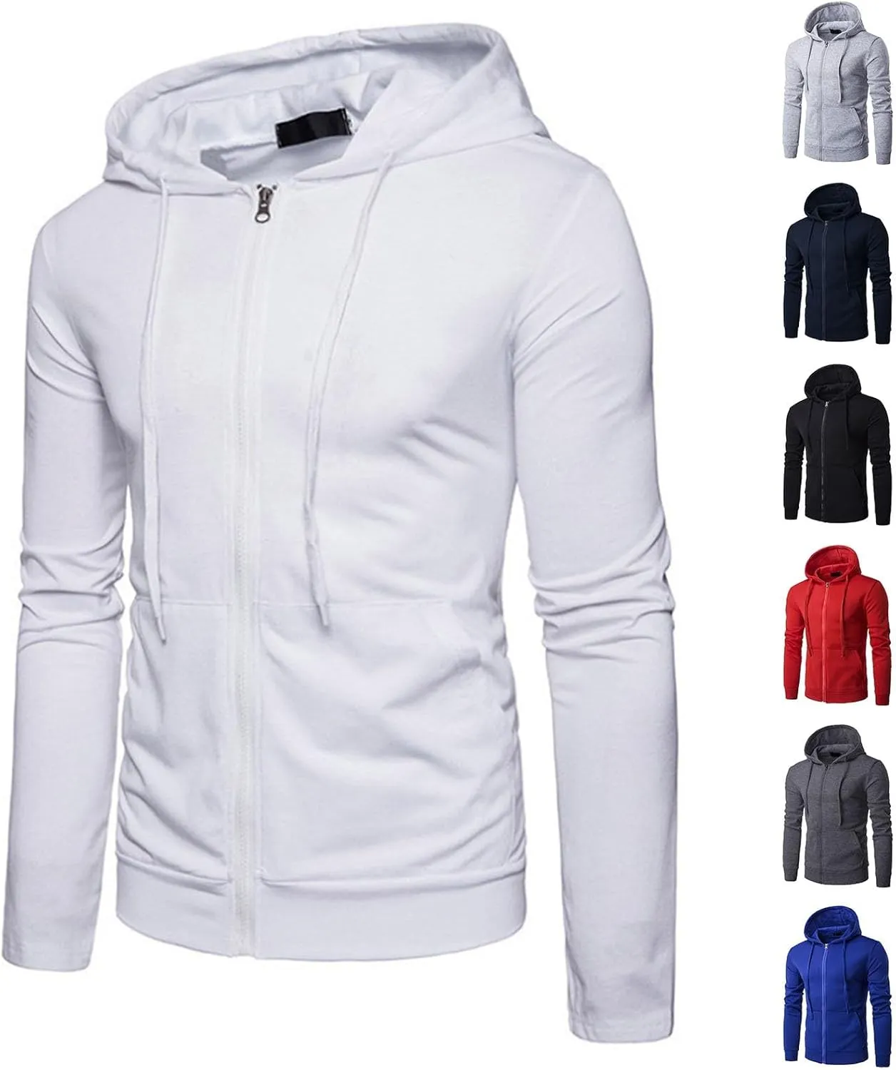 LCMTWX Men Hoodies Long Jacket Autumn Pocket Winter Sleeve Sweater And Solid Men's Men's Blouse Drawstring With Zip Pockets