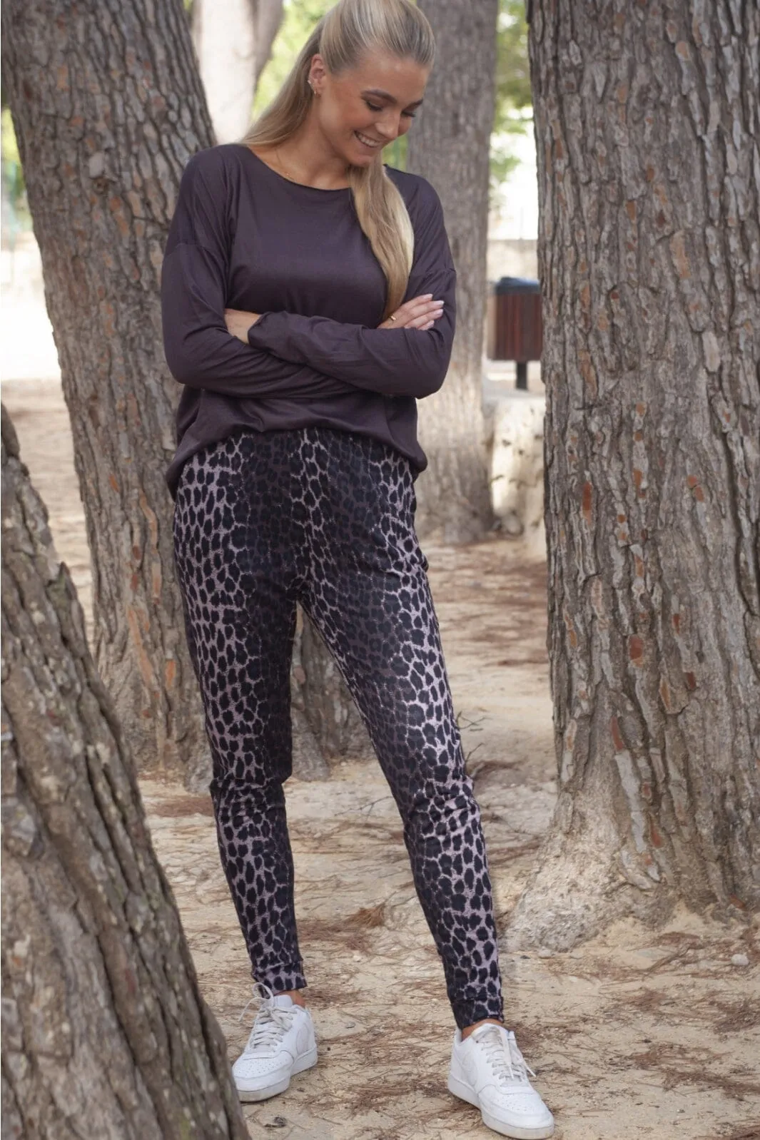 Liberte - Alma-Leggings (Fleece) - Dark Brown Lux Leo