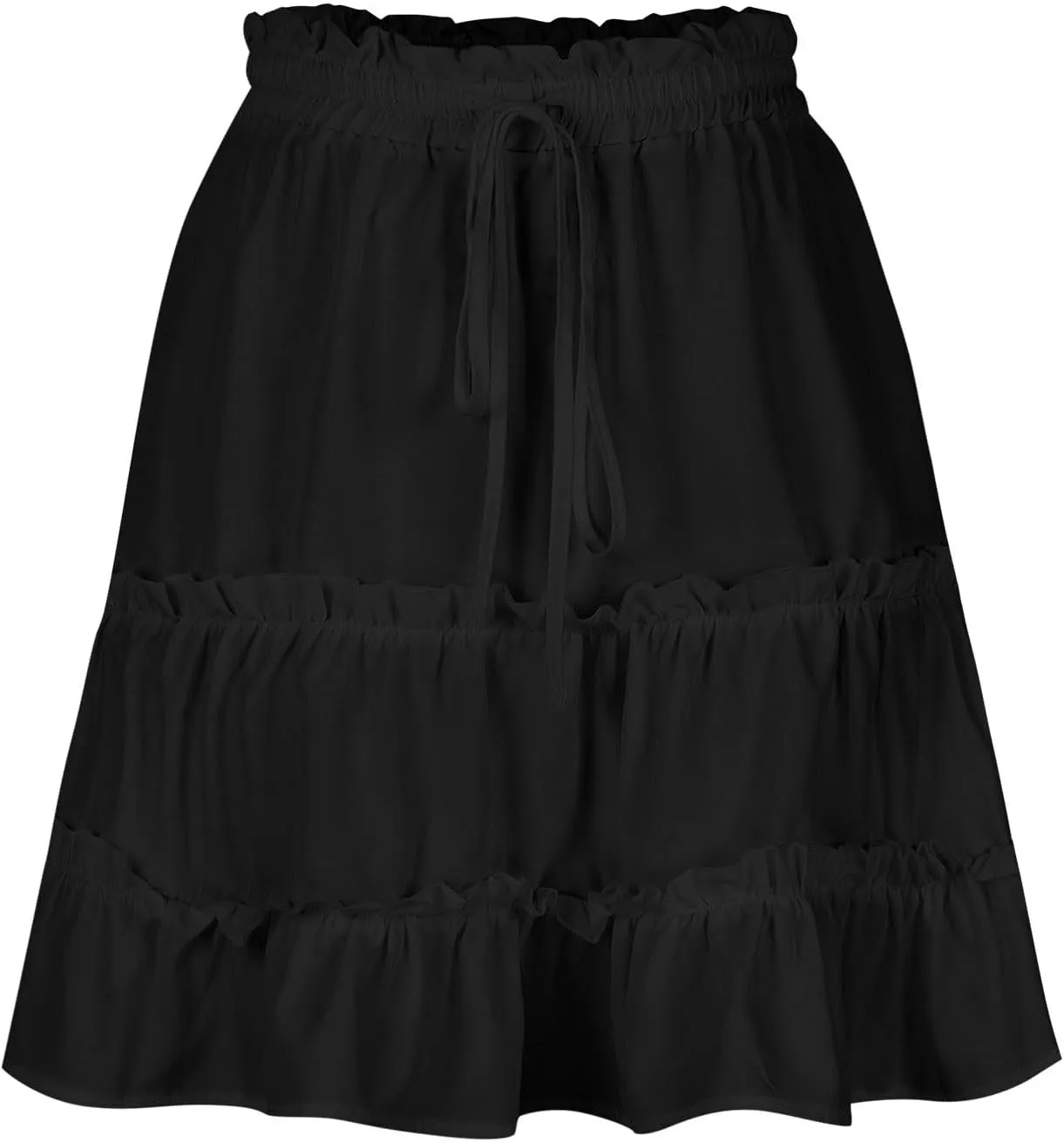 Lightweight Skirts for Women with Drawstring Layered Soft Flowy Swing High Waist Trendy Summer Beach Skirt