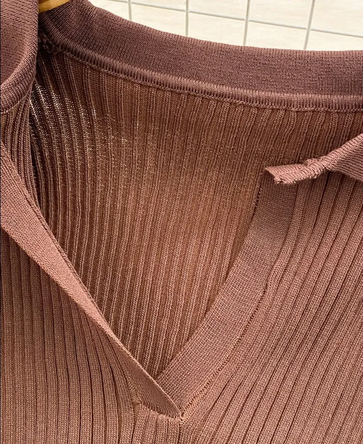 Long Sleeve turned down Neck Knitted Dress