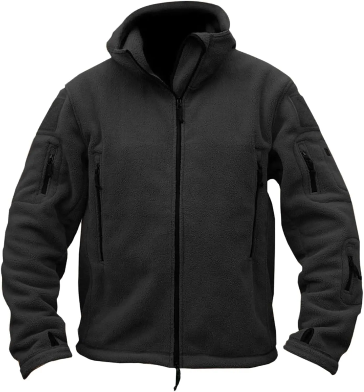 Men's Military Army Jacket Tactical Full Zip Fleece Hoodie Outdoor Hiking Sport Warm Coat Pocket with Zipper Fall Winter