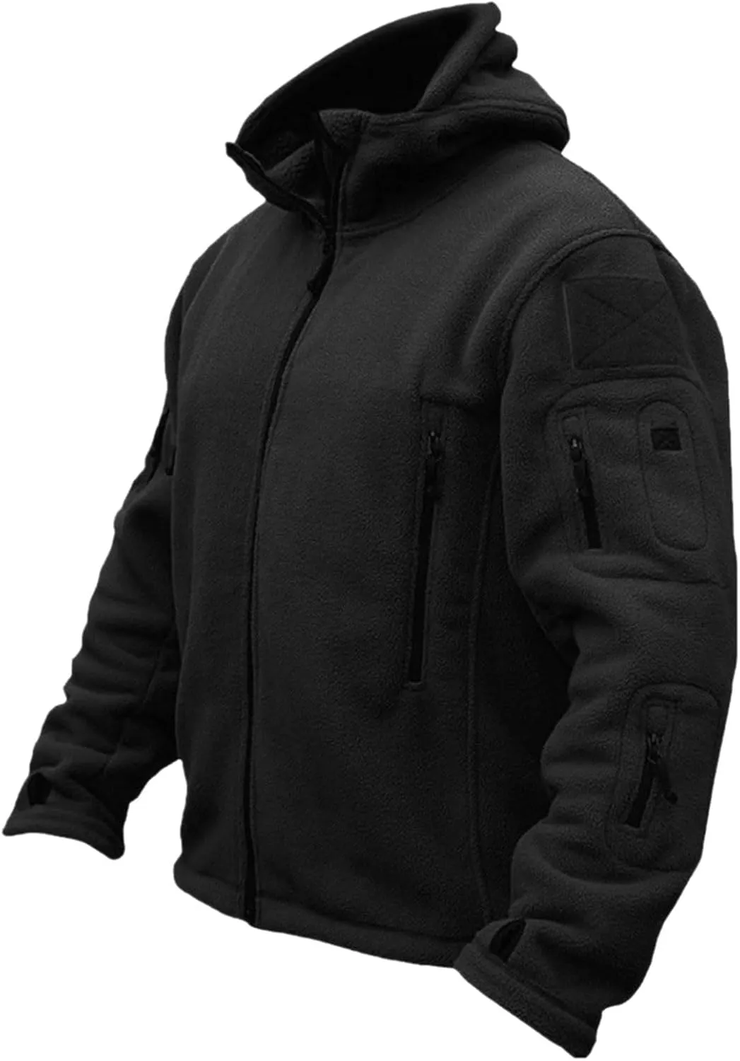 Men's Military Army Jacket Tactical Full Zip Fleece Hoodie Outdoor Hiking Sport Warm Coat Pocket with Zipper Fall Winter