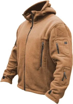 Men's Military Army Jacket Tactical Full Zip Fleece Hoodie Outdoor Hiking Sport Warm Coat Pocket with Zipper Fall Winter