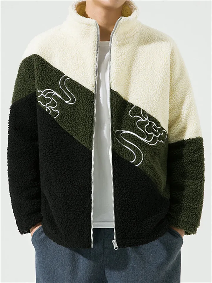 Men's Super Cool Contrast Color Stripe Fluffy Padded Coat