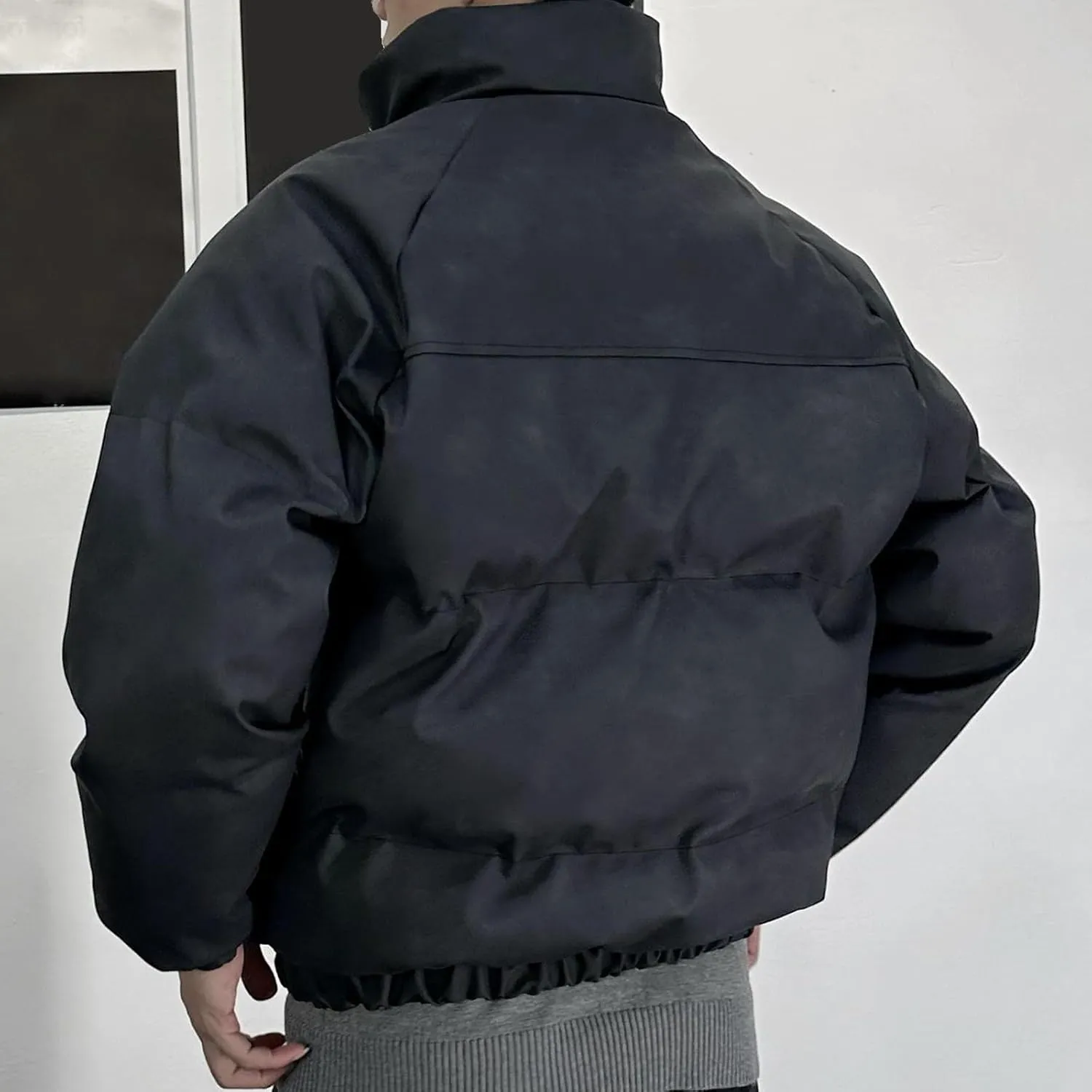 Men's Winter Puffer Jackets Down Coats Faux Leather Jacket Warm Motorcycle Outerwear Thick Padded Overcoats