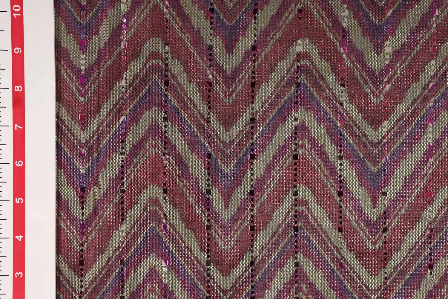 Multicolour Chevron Printed Lurex Spandex Knitfabric