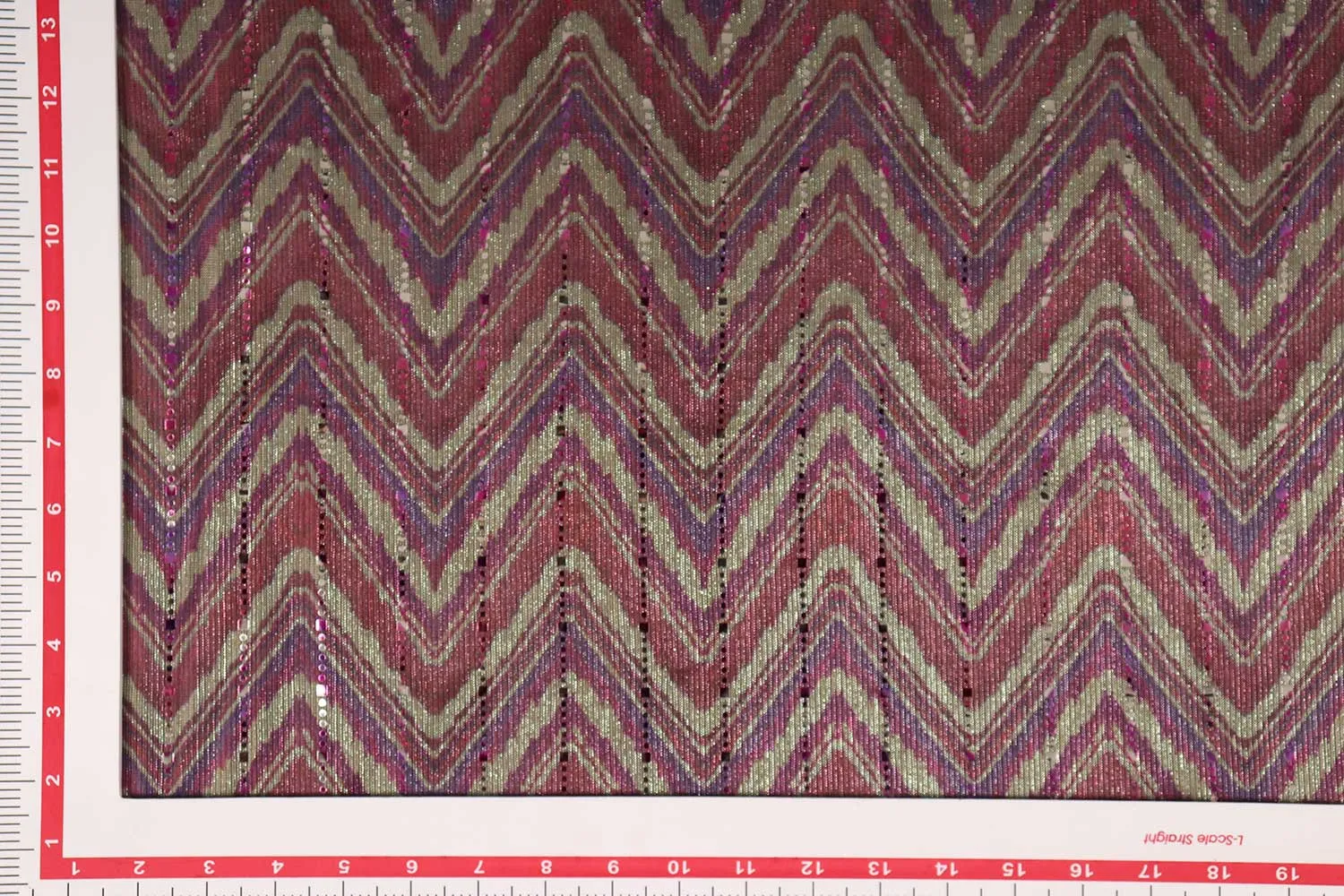 Multicolour Chevron Printed Lurex Spandex Knitfabric