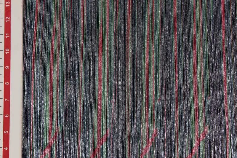 Multicolour Pleated Multicolour Stripes Knit Fabric