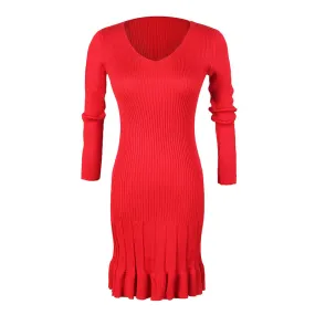 Pleated High Stretch Knitted Dress Women Wholesale