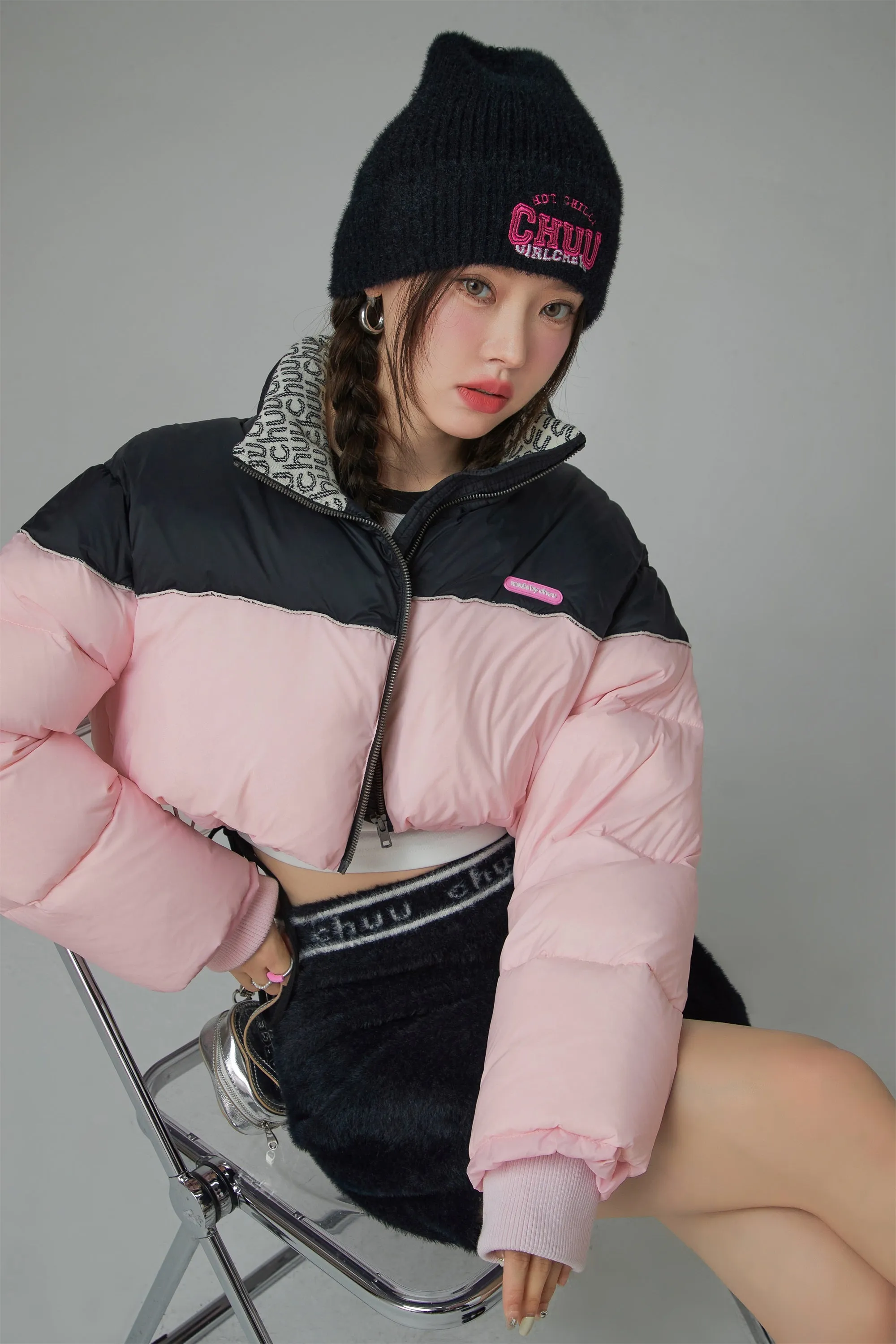 Pop Of Color Crop Padded Jacket