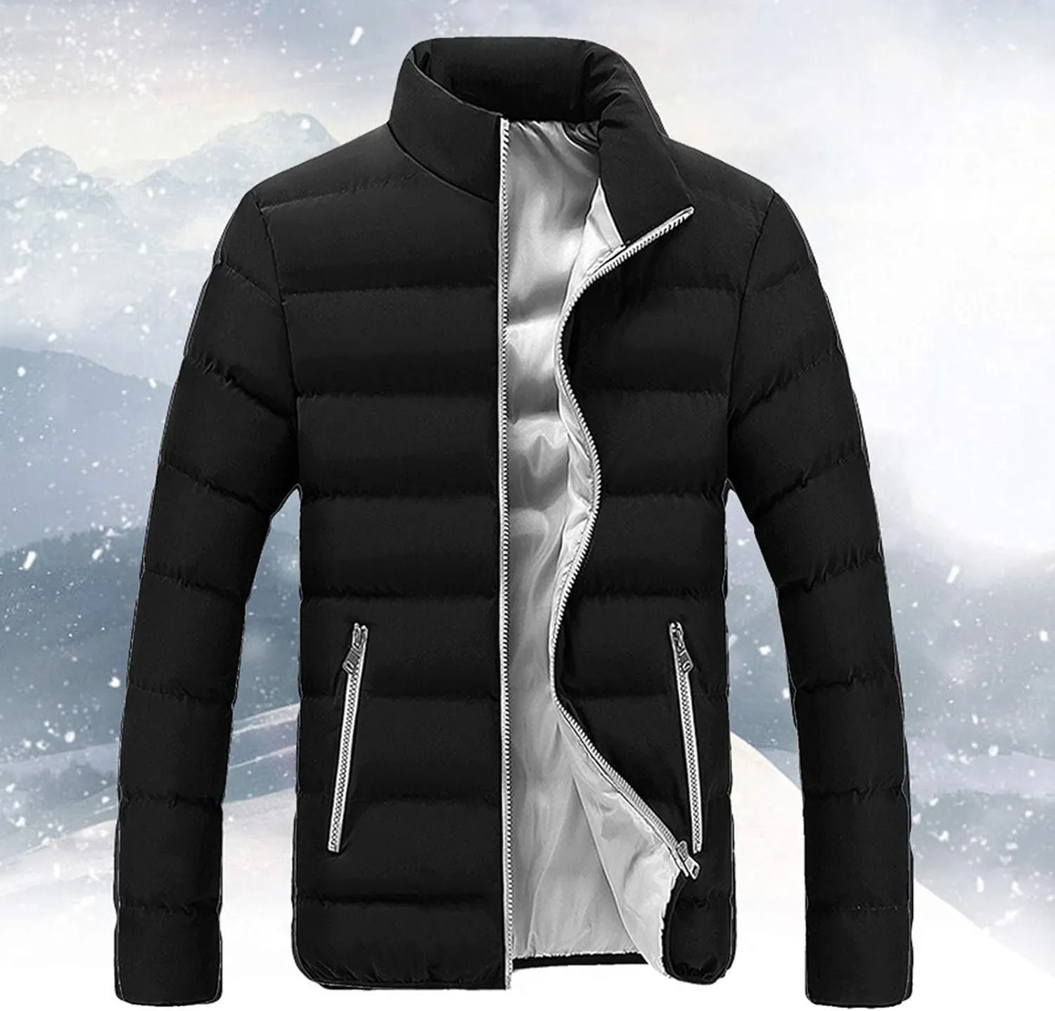 Puffer Jackets Mens Winter Warm Coats Down Quilted Jacket Thick Bubble Overcoats Outdoor Coat Zip Up Jackets