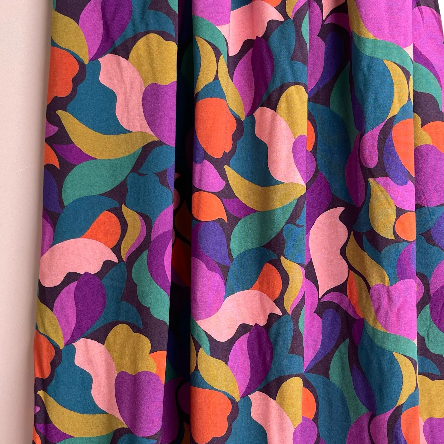 Purple Petals Stretch Viscose Poplin Fabric