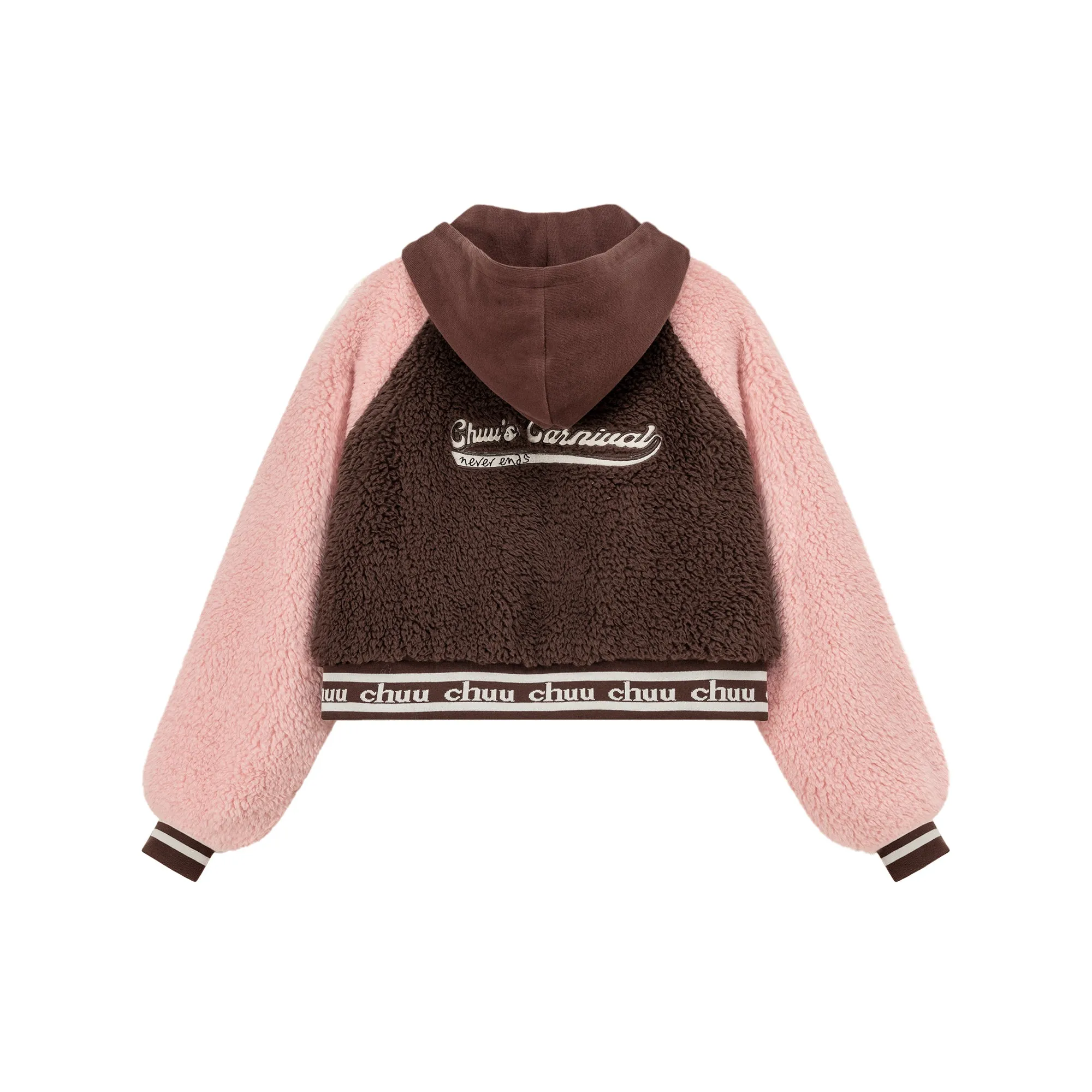 Raglan Color Combination Fluffy Jacket