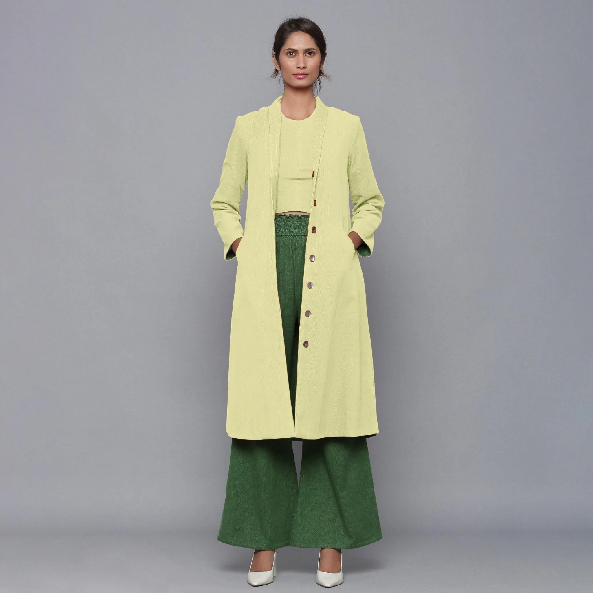 Reversible Warm Cotton Corduroy Convertible Jacket Dress