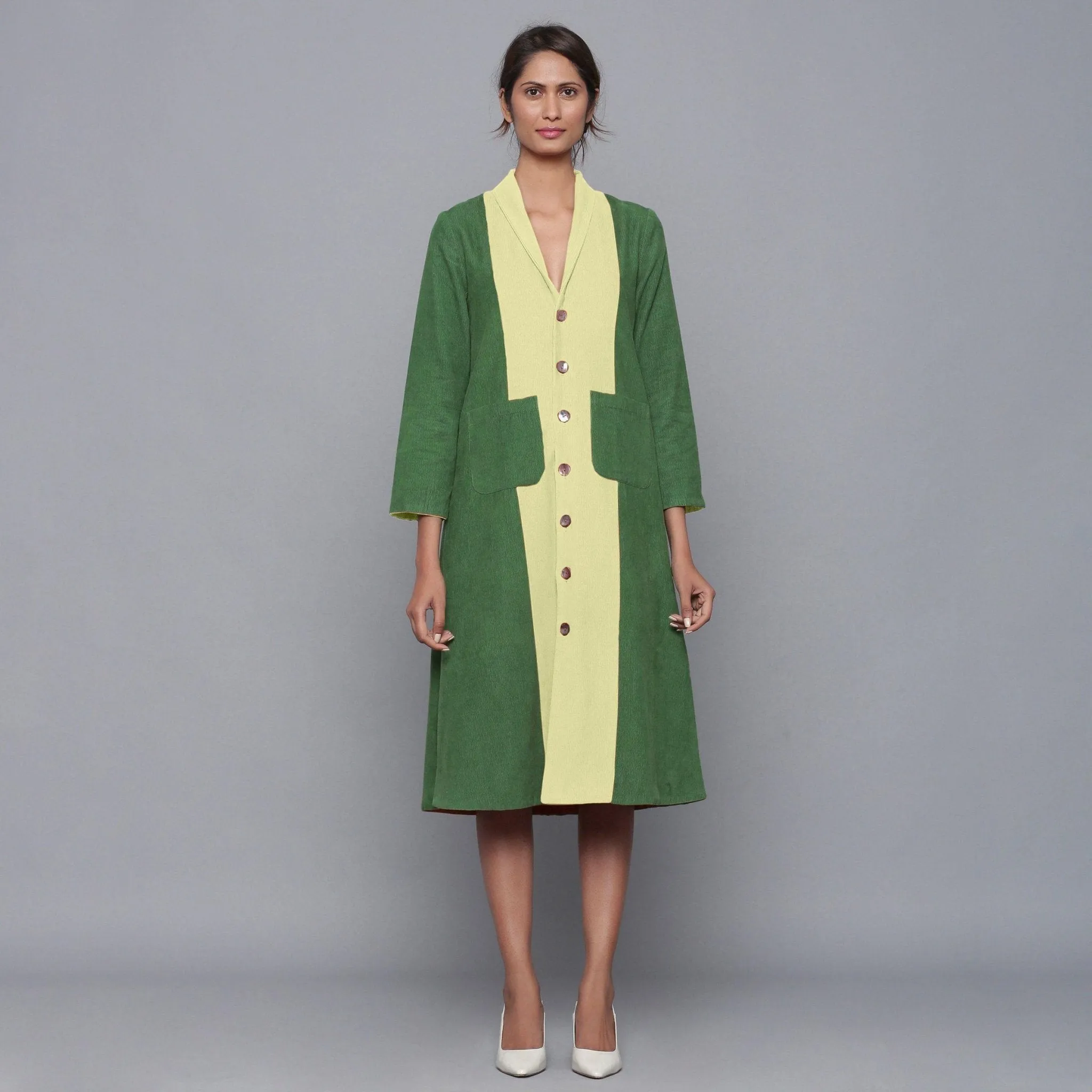 Reversible Warm Cotton Corduroy Convertible Jacket Dress