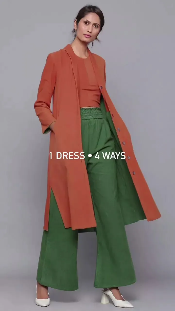 Reversible Warm Cotton Corduroy Convertible Jacket Dress