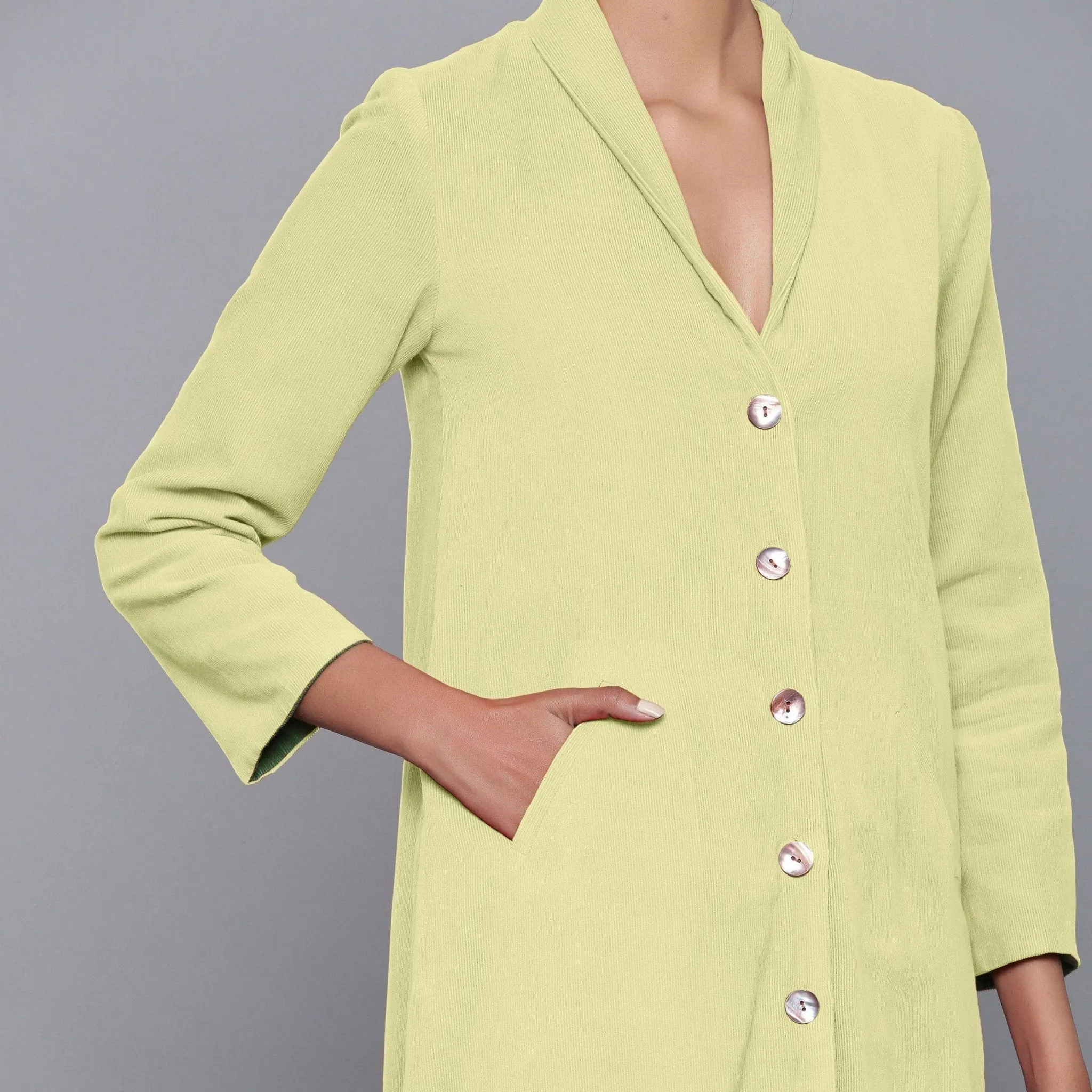 Reversible Warm Cotton Corduroy Convertible Jacket Dress