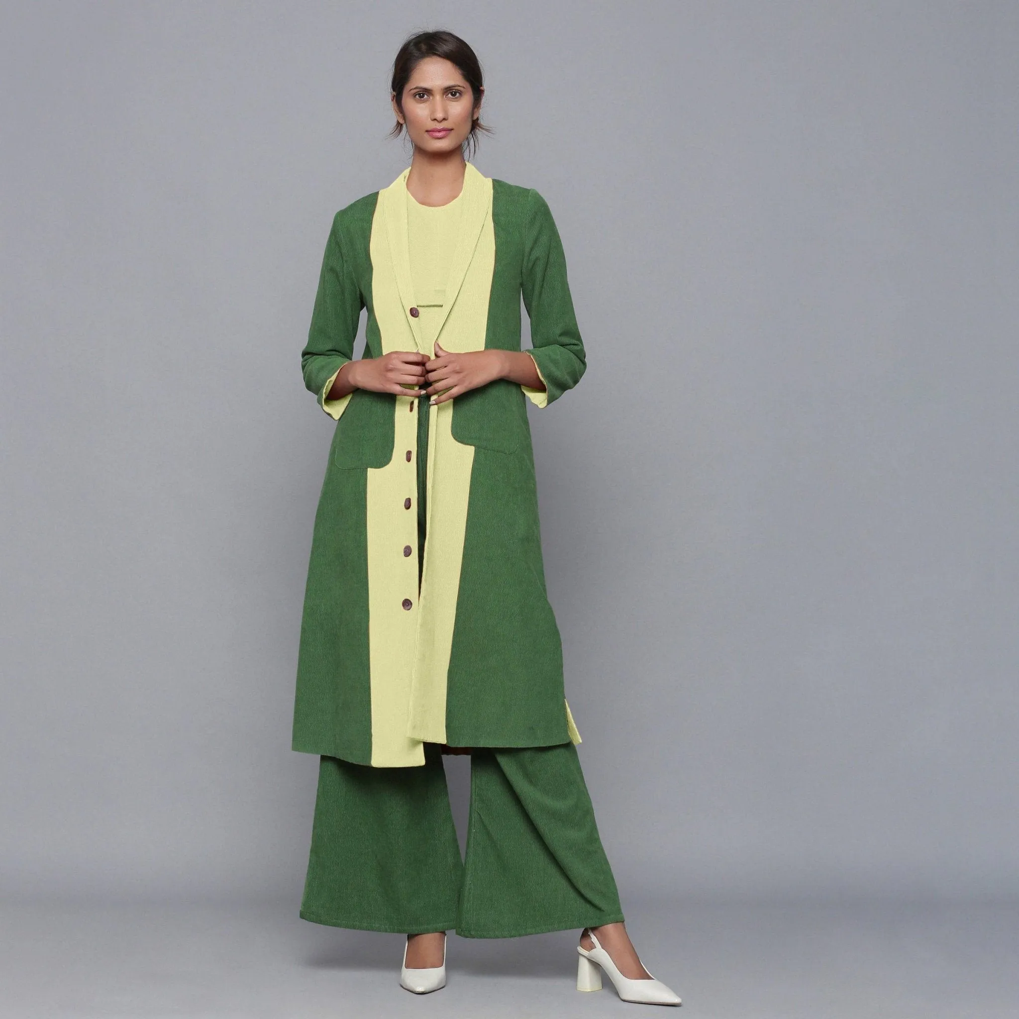 Reversible Warm Cotton Corduroy Convertible Jacket Dress