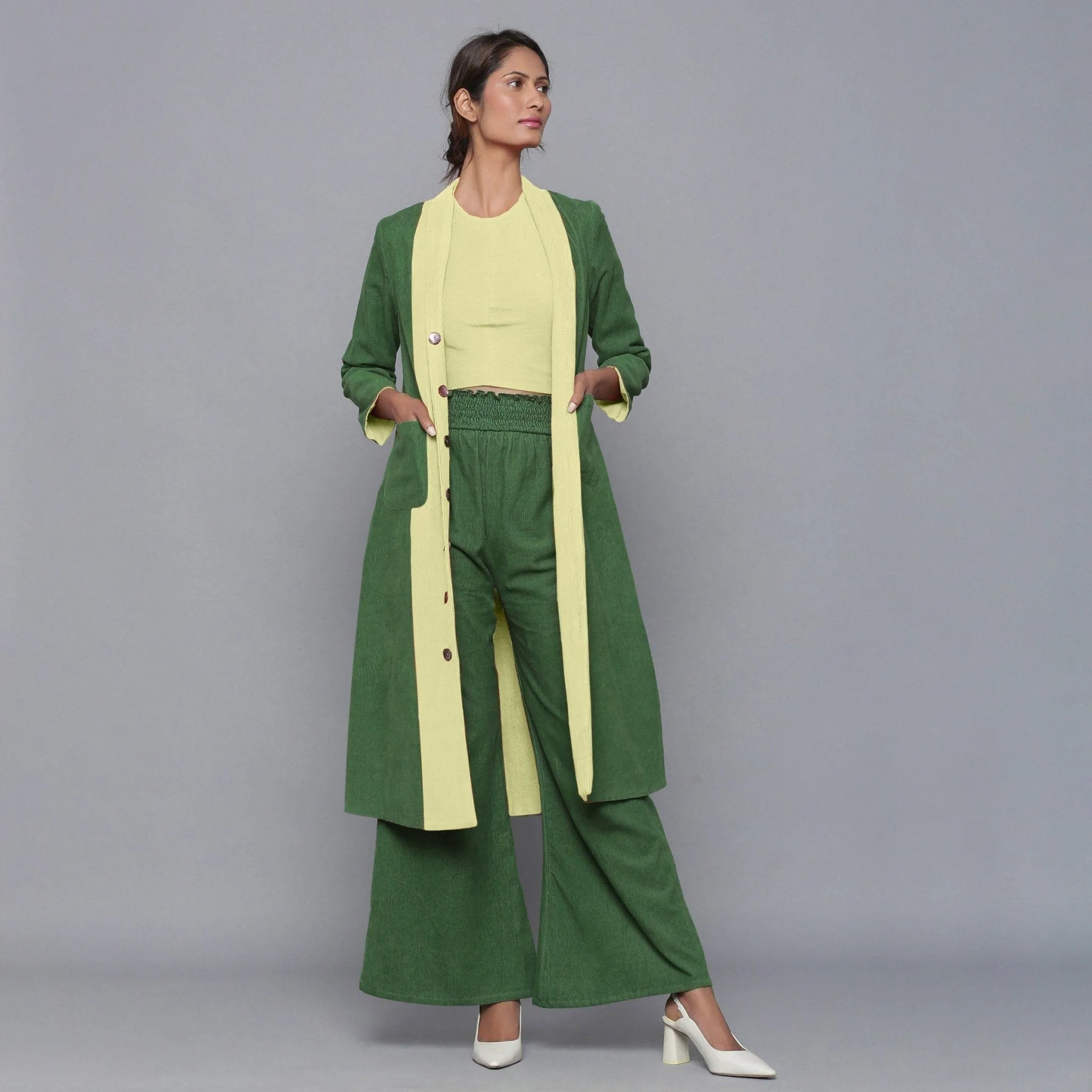 Reversible Warm Cotton Corduroy Convertible Jacket Dress