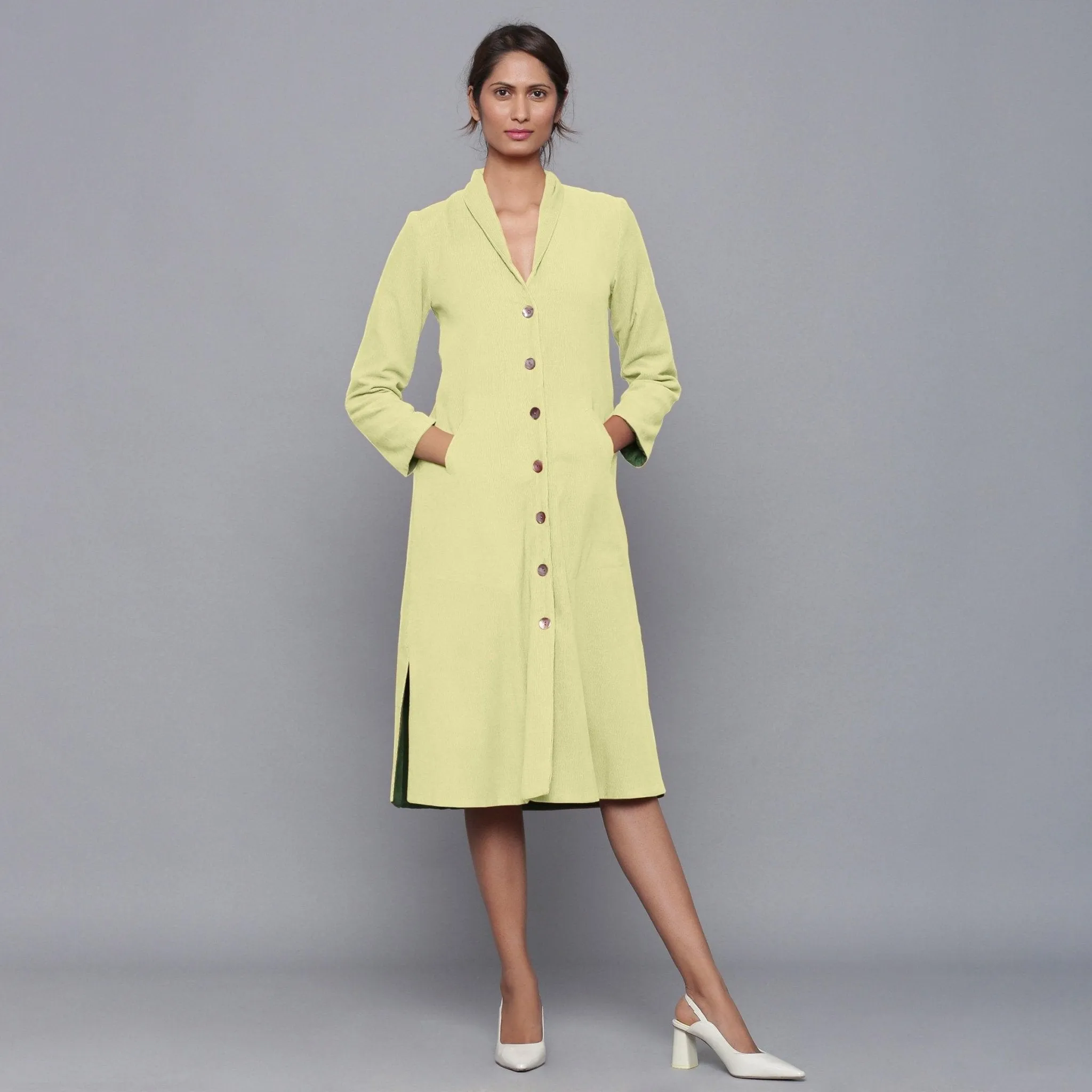 Reversible Warm Cotton Corduroy Convertible Jacket Dress